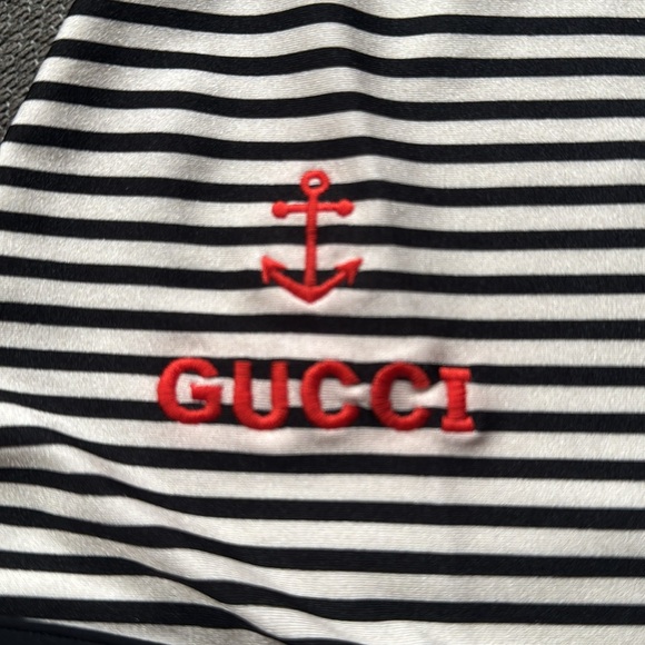 Striped silver shimmer and white Gucci Swimsuit one piece bikini - Picture 4 of 15